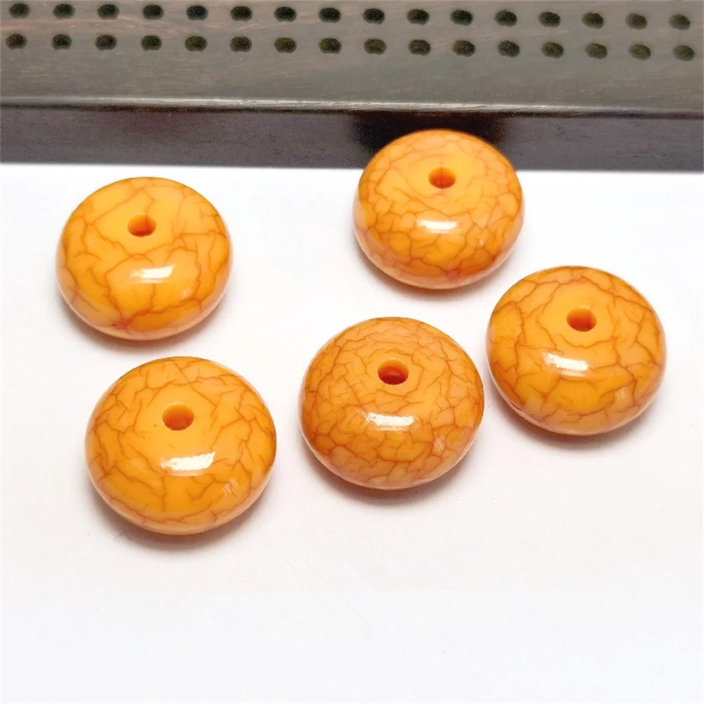 Honey Resin Beeswax 18x10mm Yellow Amber Stripes Gems Wheels Abacus Spacer Loose Beads DIY Jewelry Making Necklace Bracelet