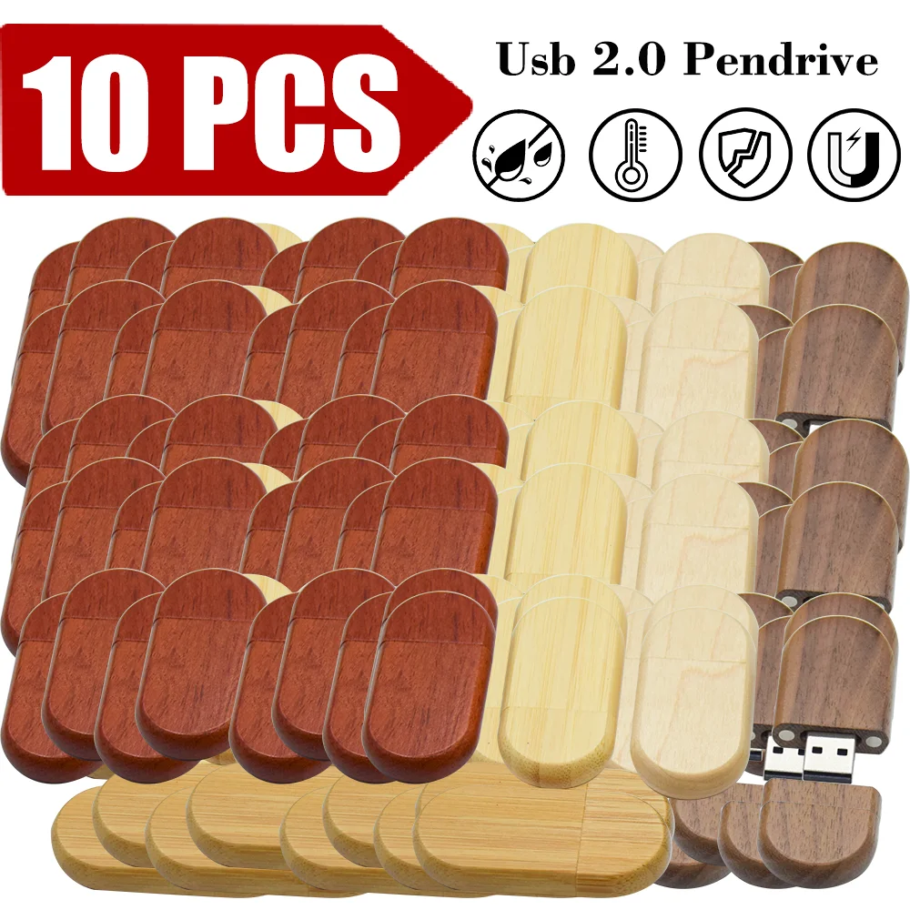 

10 PCS LOT USB Flash Drives 128GB Wooden Box Pen Drive 64GB Free Custom Logo Memory Stick 32GB Photography Wedding Gifts
