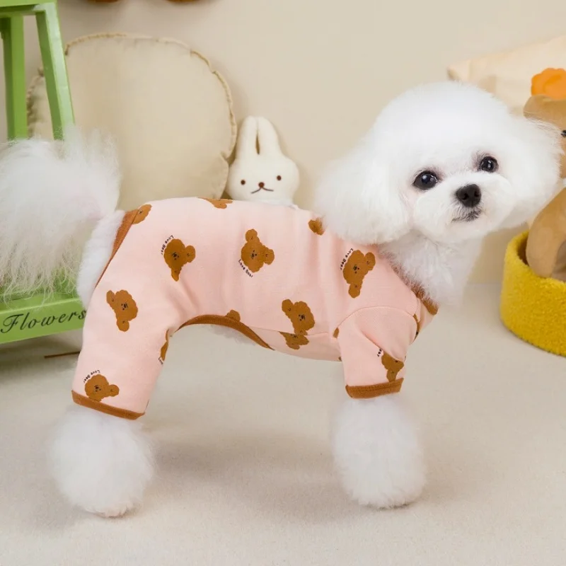 Autumn Pet Dog Jumpsuits for Small Dogs Fashion Print Dog Pajamas Onesies Warm Soft Puppy Clothes Pet Cat Jumpsuits Dog Clothes