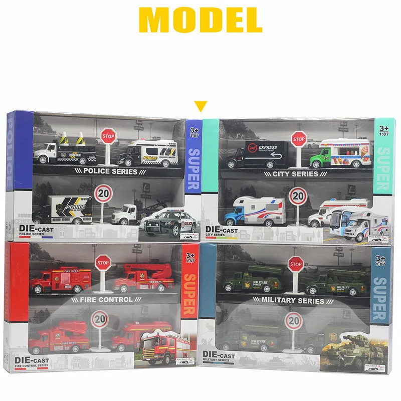 Alloy pull back city rescue car model,simulated military car model,Engineering car toys,original packaging gift,wholesale