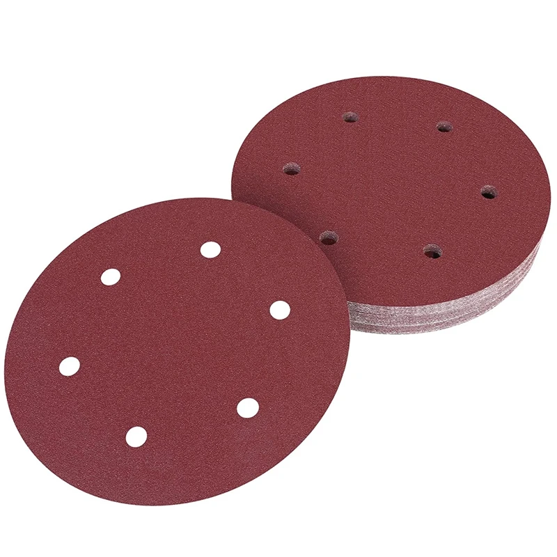 30Pcs 225mm Sanding Discs 120 Grit Hook and Loop Sand Paper Pad 6 Holes Sandpaper for Long Neck Sander Drywall Sander-A75P
