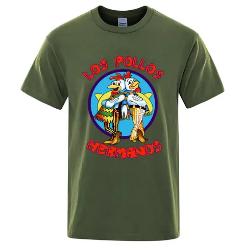 Summer Men's High Quality LOS POLLOS Hermanos Funny Printed T-Shirt Casual Cotton Breathable Tshirt Chicken Brothers Tees Top