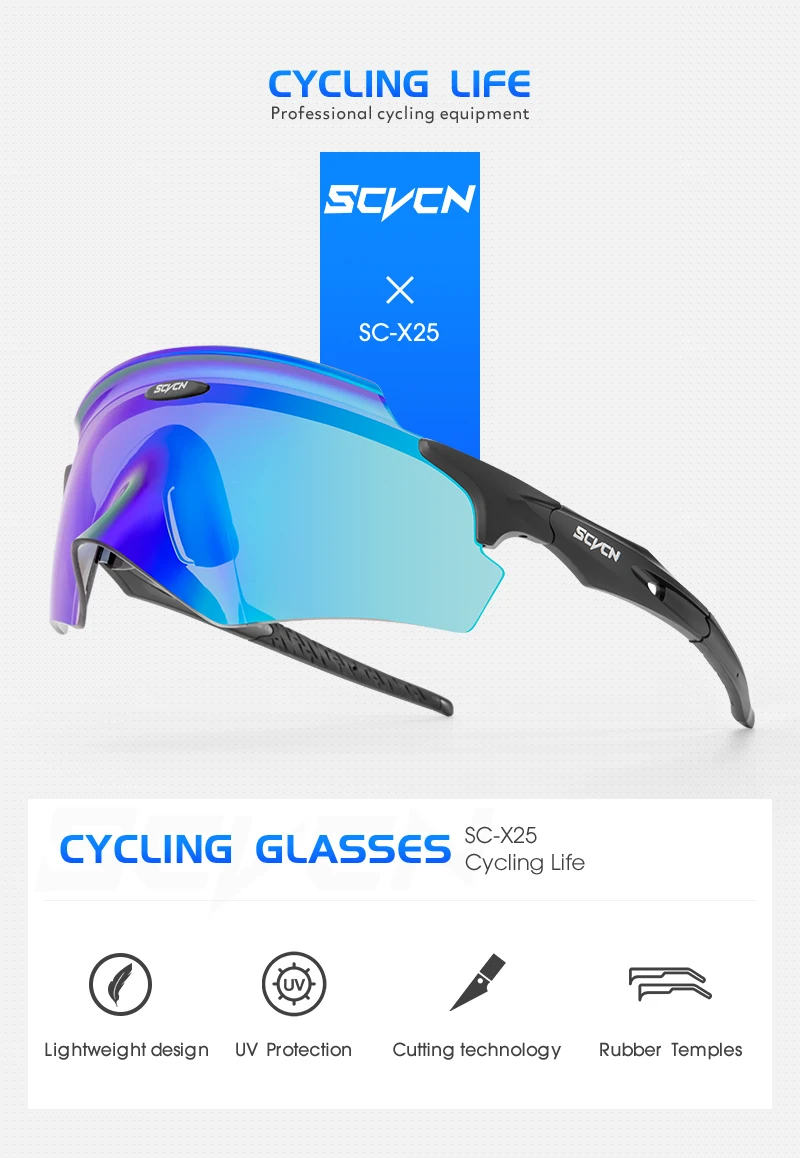 Scvcn Herren Fahrradbrille Outdoor Sport Runing Sonnenbrille Damen MTB Fahrradbrille Straßenreiten Angeln Wandern Brillen – Detail 4