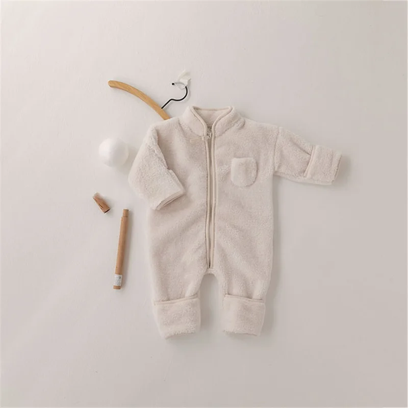 Newborn Cotton Rompers Spring Fleece Warm Baby Girl Clothes One Piece Body Suits New Born Fall Clothes Baby Boy Romper