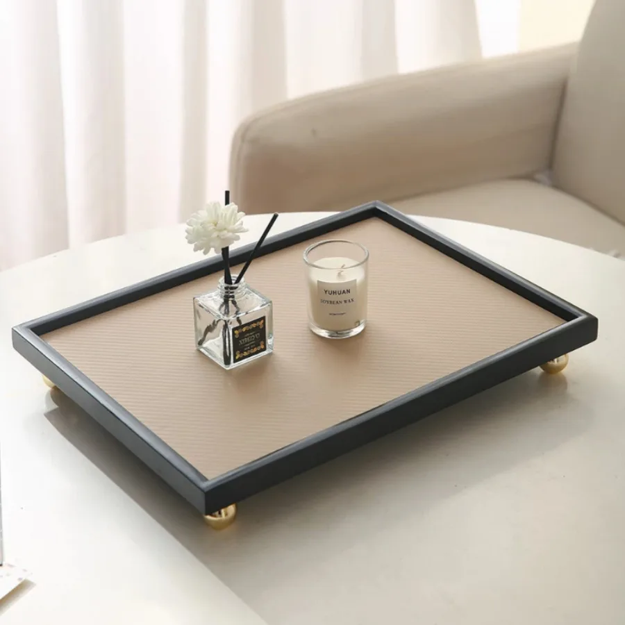 

High-end Leather Tray Aromatherapy Convenience Rectangular Serving Tray Entrance Key Cosmetics Home Accessories Dienblad XY40TP