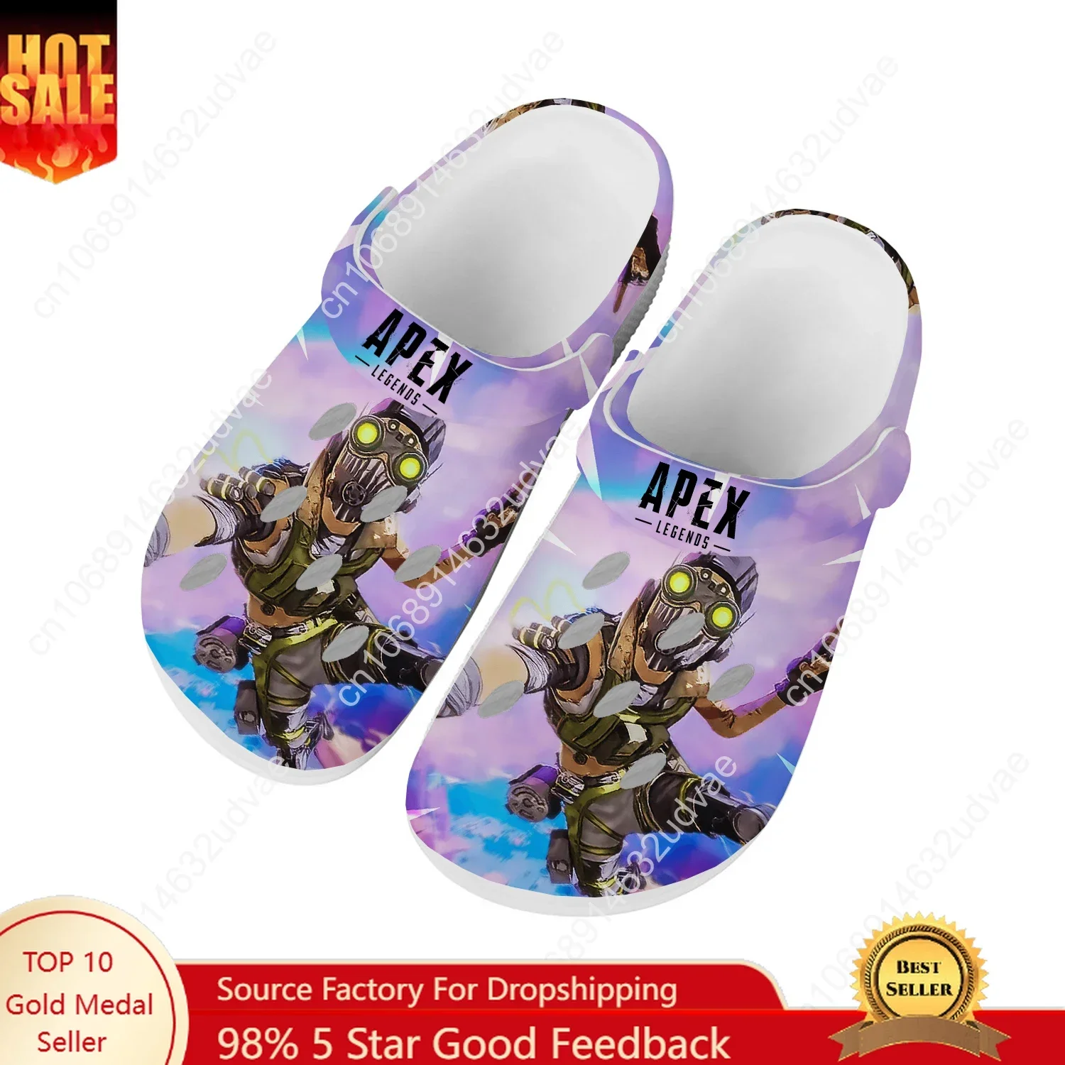 

A-Apex Legends Water Shoes Mens Womens Comfortable Fashion Home Garden Clogs Customizd Sandals Beach Breathable Hole Slippers