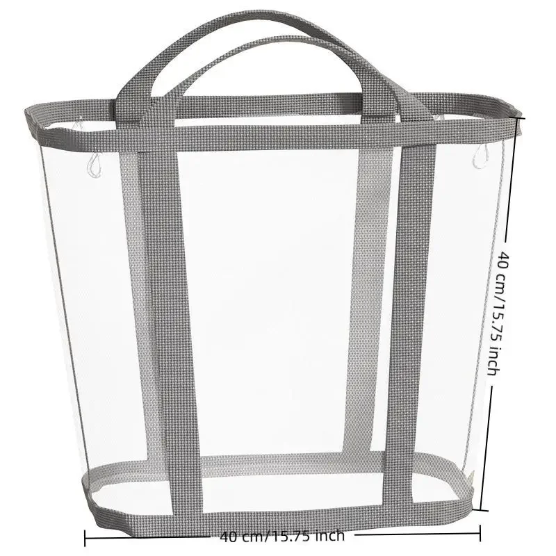 Cesto portabiancheria in rete di nylon con manico Borse portaoggetti portatili pieghevoli traspiranti per vestiti sporchi Borsa portaoggetti per giocattoli di grande capacità