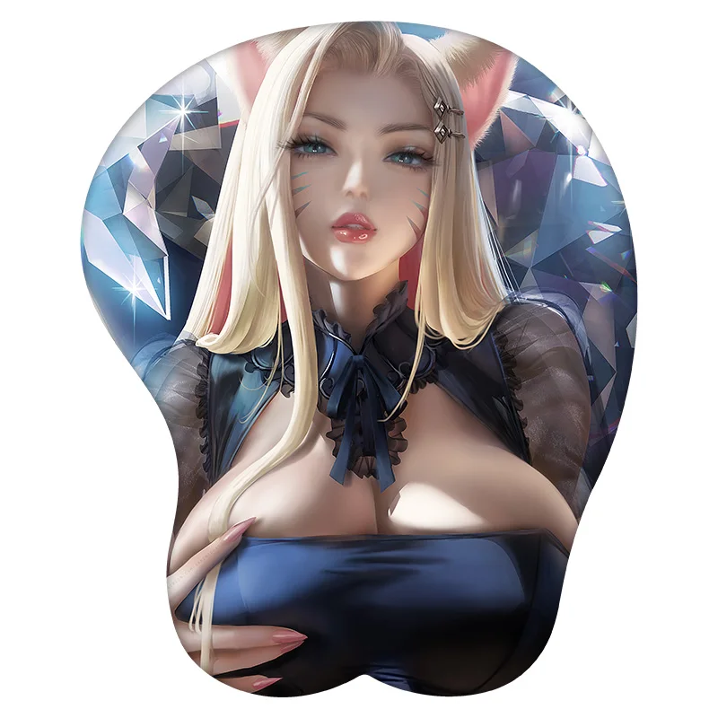 

3D коврик для мыши Ahri The Nine-Tailed Fox League of Legends, Аниме Коврик для мыши, подставка под запястье, силиконовый сексуальный креативный игровой коврик, подарок