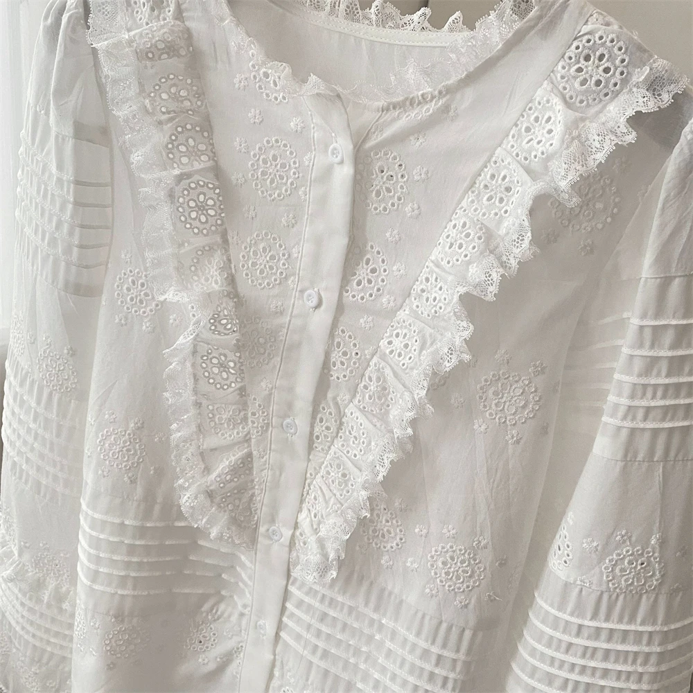 Blus Renda Putih Wanita 2026 M - Embroidery Eyelet ulasan dan harga