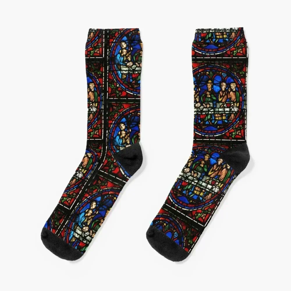 

Stained Glass, Chartres Cathedral Socks short colored summer Antiskid soccer Socks Male Women's
