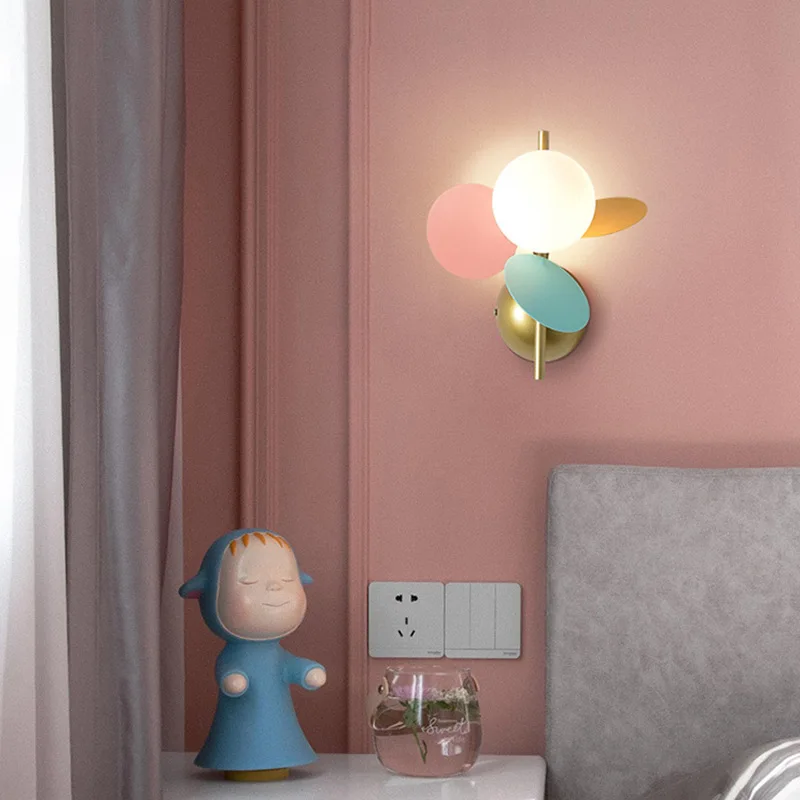 Macaron Led Wall Lamps Colorful Acrylic Glass Ball Interior Decor Bedside Children's Room Corridor Sconces Lighting Fixtures