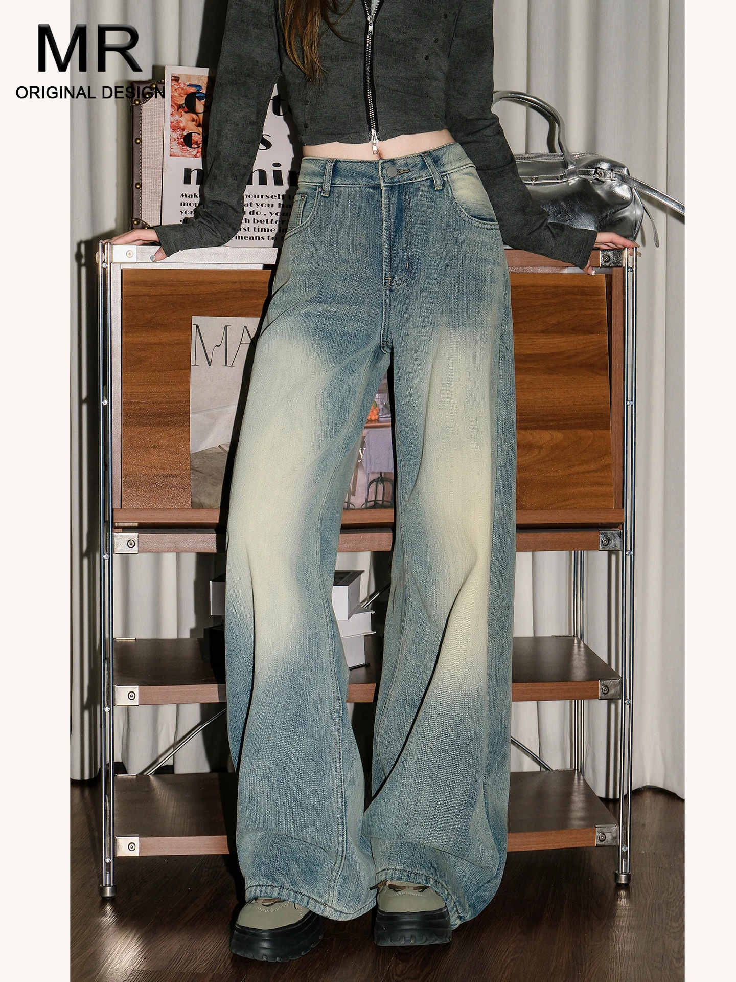 

Женские джинсы с высокой талией, свободного кроя, синие, повседневный стиль, с дизайнерским вырезом, летняя новинка, удобные, из эластичного денима