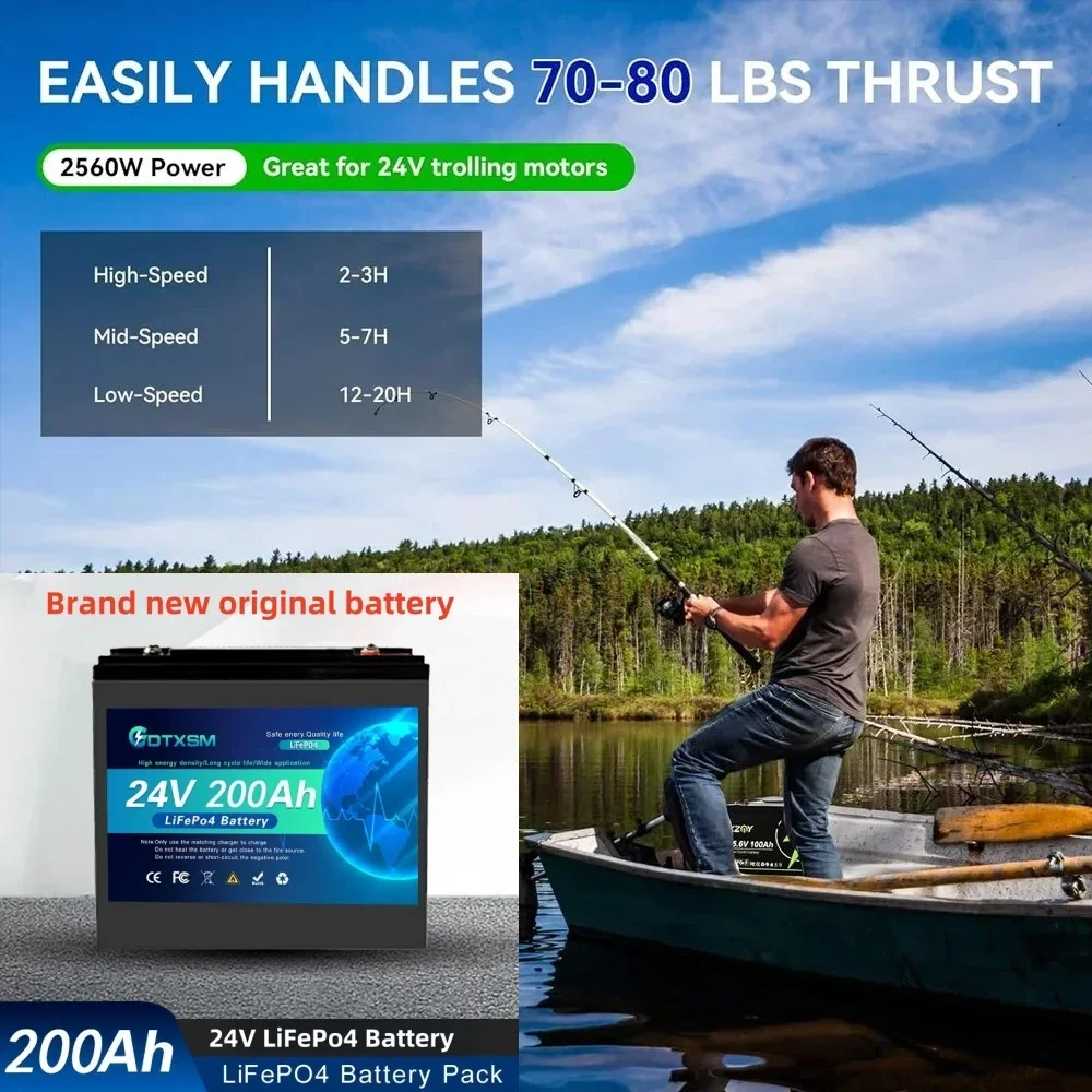 32700 24V 150Ah-200Ah LiFePO4 Battery with 100A BMS Perfect for RV,Golf Cart,Solar Power System,Trolling Motor