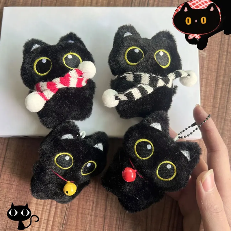

Kawaii Black Cat Plush toy Doll Small Pendant 10 cm Cute Cartoon Black Cat Pendant with Free Chain Boy Girl Birthday Gifts