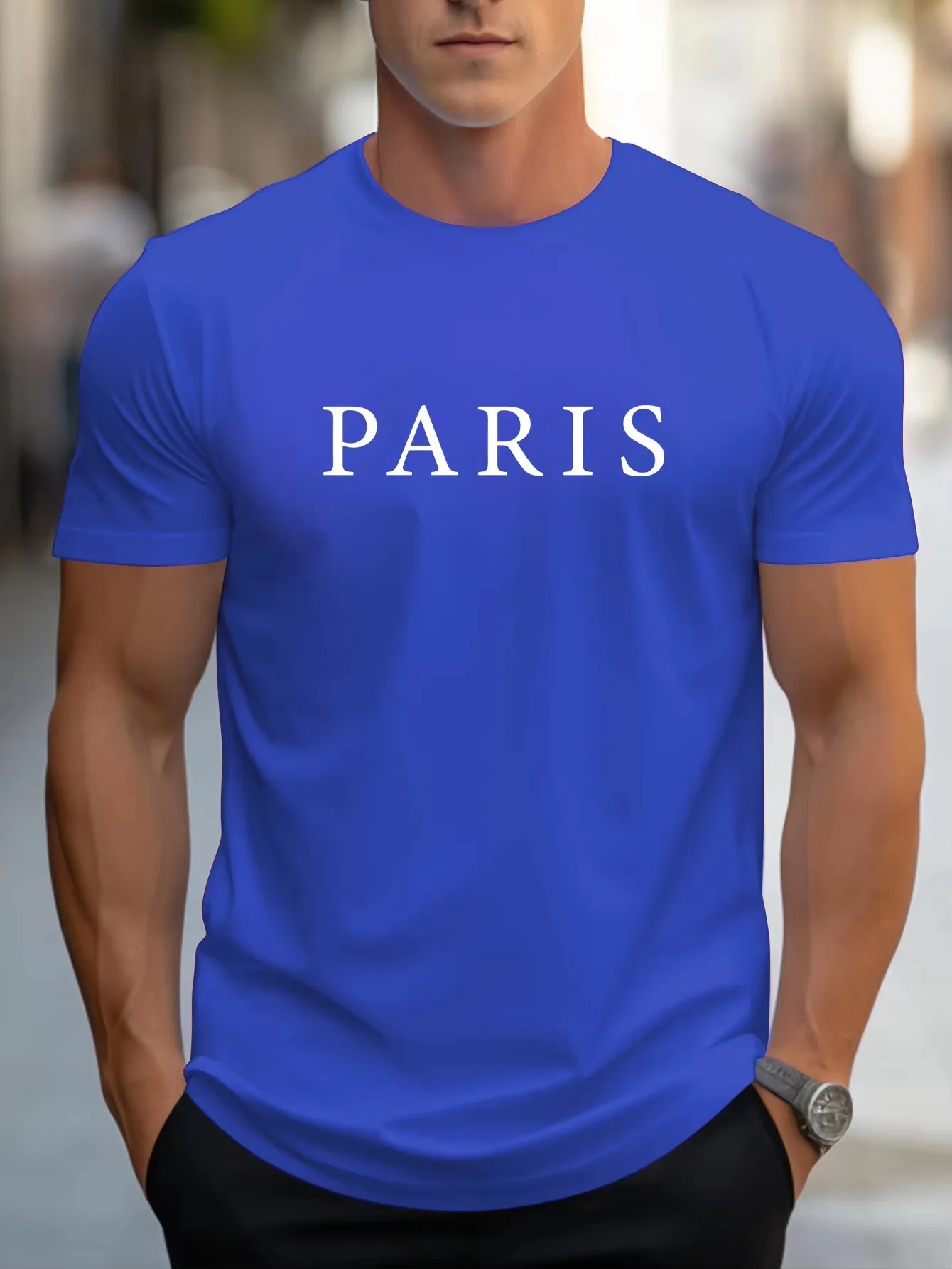 

Paris Letter Simple Printing Men T-Shirt Cotton Loose T Shirts Crewneck Soft Clothes Hip Hop Fashion Streetwear Summer Man Tops