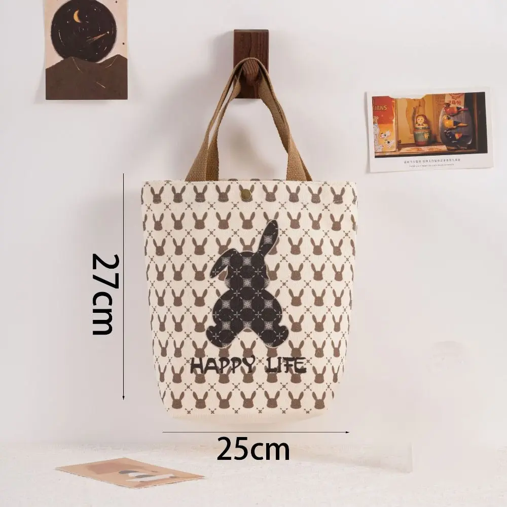 Rabbit Hand Canvas Bag Light Luxury Cartoon Handbag Large Capacity Portable Daily Commuting Bags Cartoon Wrist Bag