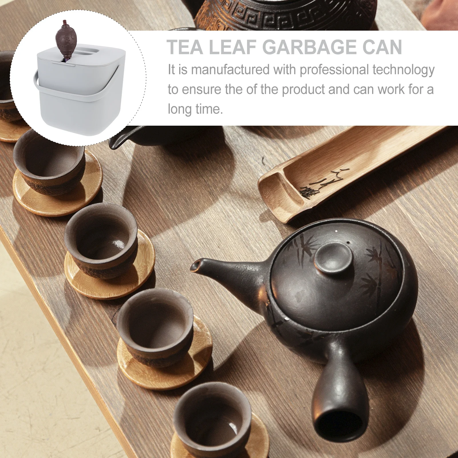 

1 Set Dross Bucket Plastic Trash Can For Home Kitchen Office Large Capacity Portable Tea Leaf Garbage Can Creative Tea Residue