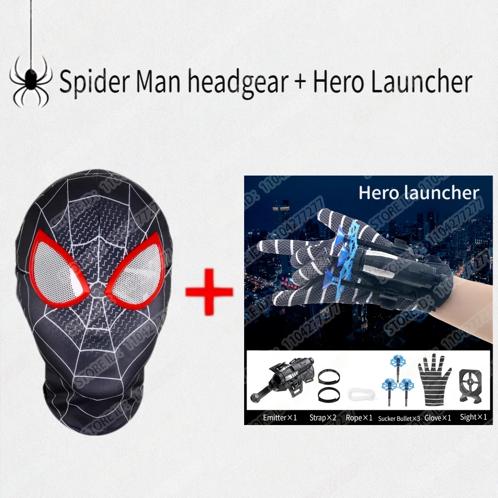 Spiderman Mask Mosaic Sunglasses Children Toys Role Play Glove Launcher Set Zestaw zabawek na nadgarstek Halloween Śmieszne zabawki Chłopcy Dziewczynki prezent