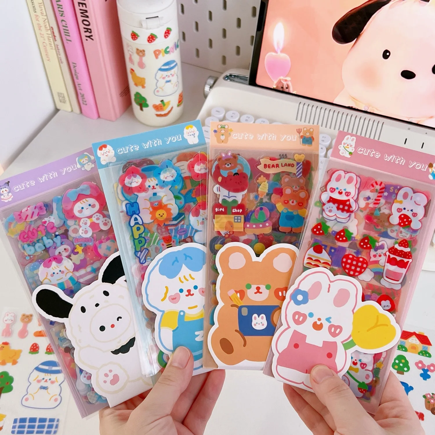 10 Pcs Handaccount Sticker Set Cute Cartoon Handaccount Sticker Material Decoration Pattern Gift Pack