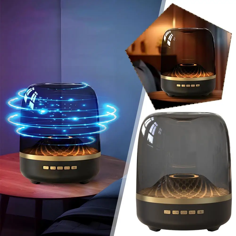 Smart Bluetooth Speaker Atmosphere Light 2in1 Transparent Glass Subwoofer Ultra-Large Volume Desktop Home Atmosphere Speakers