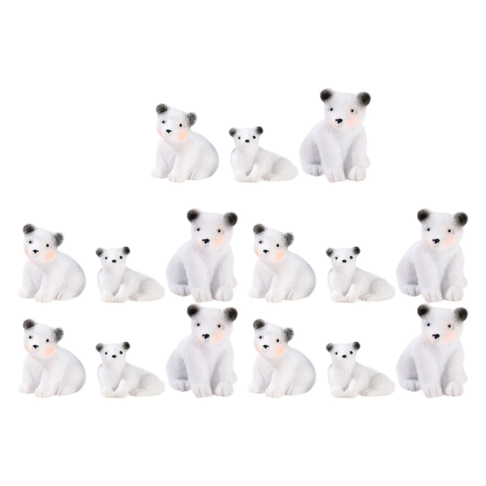 

15pcs Mini Simulation White Bear Resin Garden Yard Indoor Decor Educational Animal Ornament Halloween Miniatures Poultry