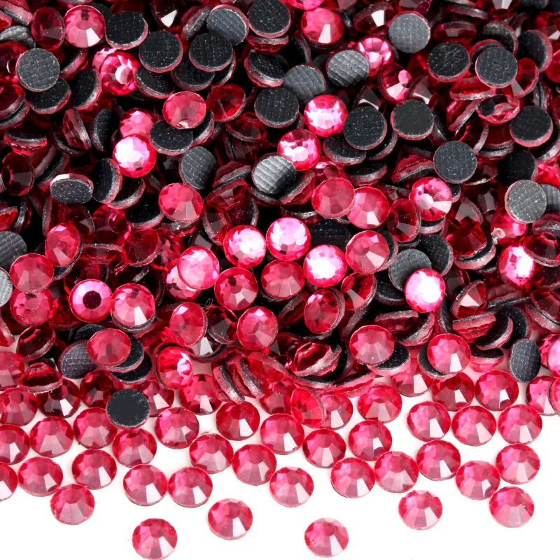 

Rose Color DMC Cтразы Crystal Glass HotFix Rhinestone Flatback Strass Iron on Stones for DIY Clothes Fabric Decoration