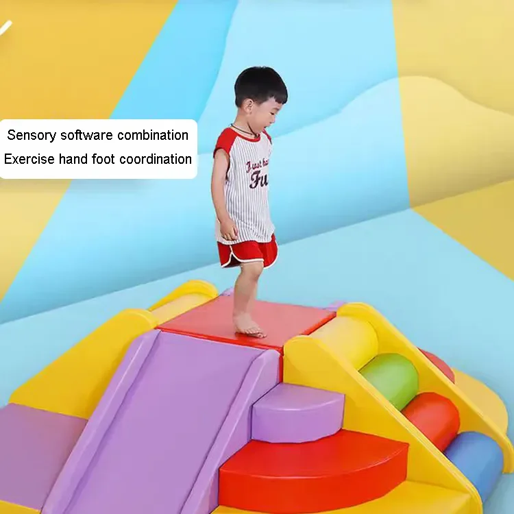 Colorful Soft  Indoor Playground Set  Soft Play Ball Pit & Rainbow Bridge Outdoor Event Party Kids' Soft Play Equipment Fence