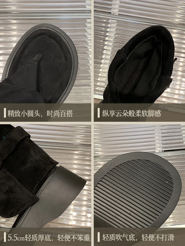Women's Shoes Sandals 2024 Summer/Autumn New Fashionable Retro Thick Soled Short Boots image 4