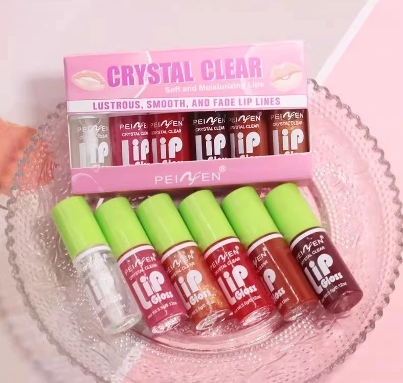 Brillo de labios hidratante, aceite de labios transparente, esmalte de labios hidratante, maquillaje hidratante, lápiz labial líquido, cosméticos, 6 uds.