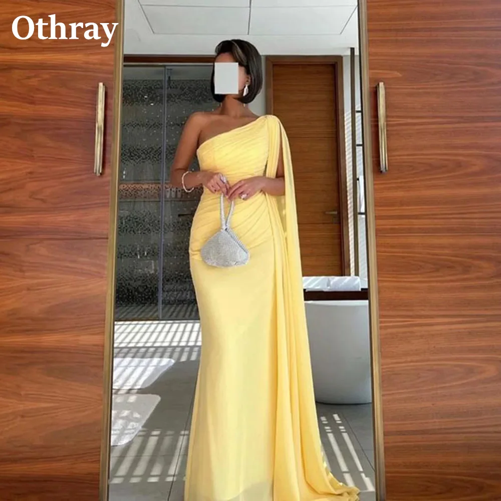 

Othray арабское желтое вечернее платье, длинное шифоновое женское платье, официальное вечернее платье, гостевой халат 2025