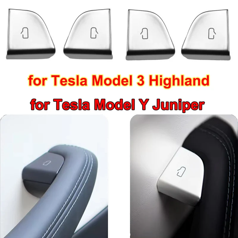 For Tesla Model Y Juniper 2026 Door Button Trim Sticker Reminder Car Door Button Interior Protector Decals Model 3 Highland 2025