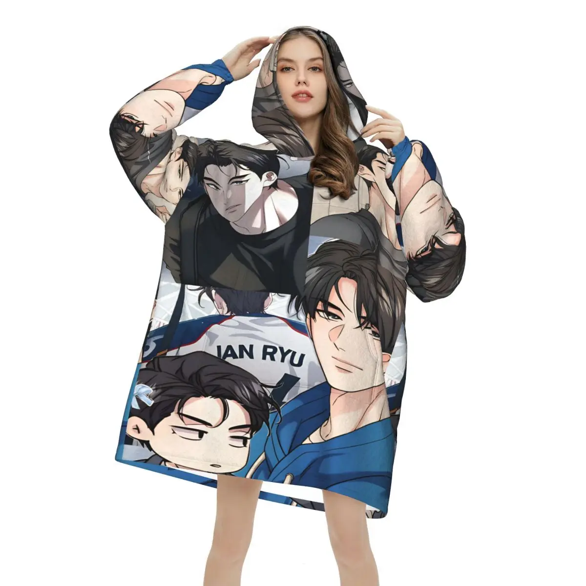 Melting Point BL Wearable Blanket Hoodie for Women Men Oversized Sweatshirt Blanket with Pocket