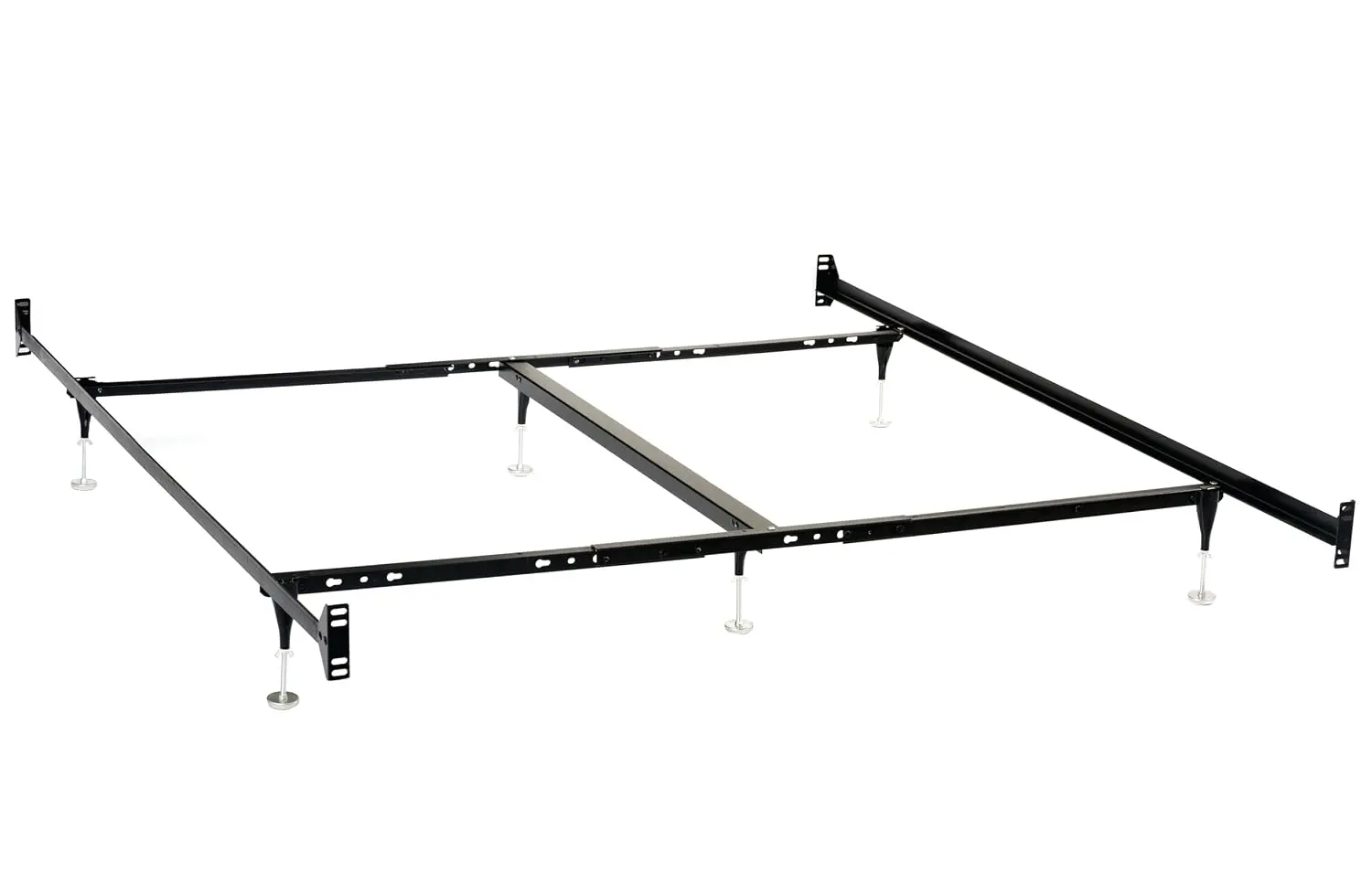 Esme Metal Bed Frame Adjustable 6-Leg Base Box Spring & Mattress Queen & Eastern King Black, Customized
