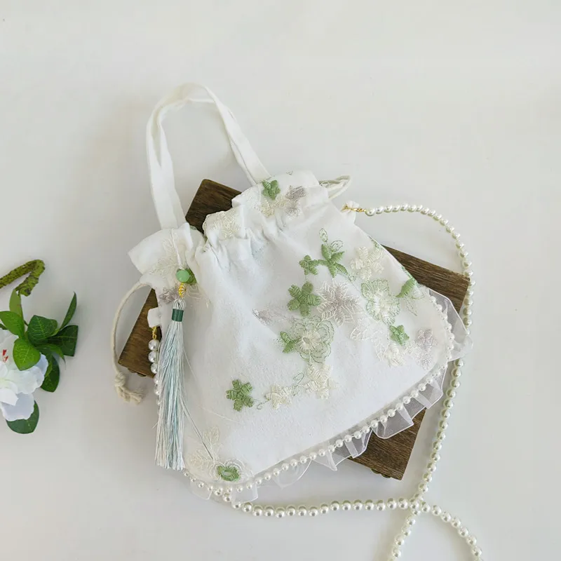 جديد لؤلؤة Hanfu باو سين سلسلة حقيبة نسائية النمط الصيني قطري الصليب مطابقة الشرابة القديمة النمط القديم B1 #4