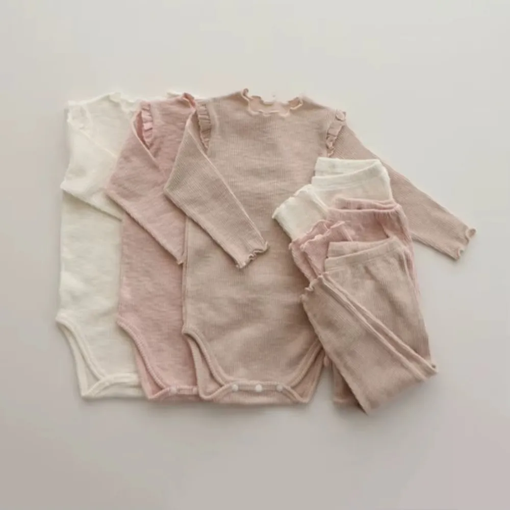 Neugeborenen Baby Nachtwäsche Anzüge Baumwolle Einfarbig Body + Leggings 2Pcs Infant Junge Mädchen Homewear Pyjamas