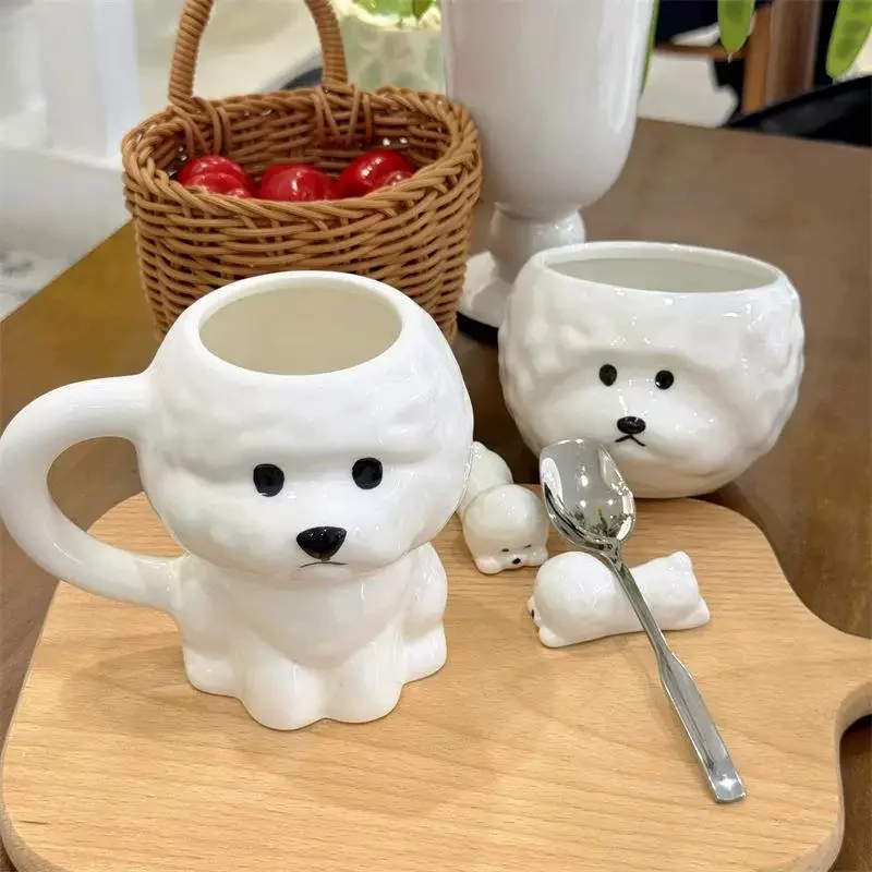 1 Pcs Ceramic Coffee Mug Cute Dog Shaped Animal Style Bone China Coffeeware Smoothie Beer Glass Birthday Gift Cup Dropshipping