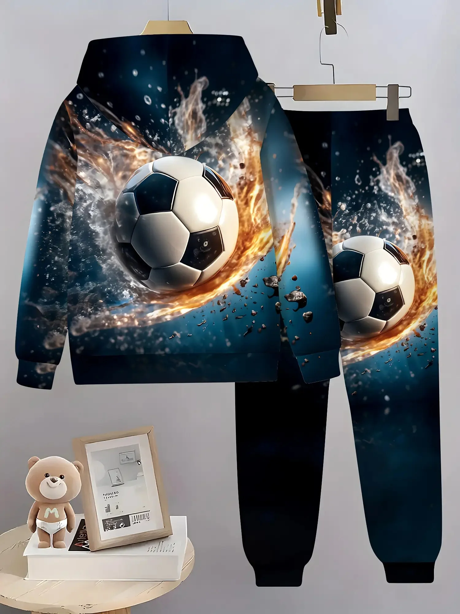 كرة القدم 3D طباعة البدلة البلوز الغابات النمر طباعة عارضة هوديي + الرباط عارضة السراويل 2PCS مجموعة الرجال النساء هوديي البدلة #2