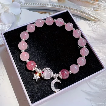 1-Sterne-Rosa-Kristallarmband für Damen ohne Box, Kristallarmband zum Valentinstag und Weihnachtsgeschenk für beste Freunde