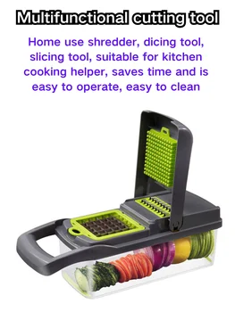 सब्जी चॉपर मैंडोलिन स्लाइसर, सब्जी चॉपर, बहुक्रियाशील 16 इन 1 फूड चॉपर, किचन सब्जी स्लाइसर डाइसर कटर 10 best sales सलाद कटर - №1