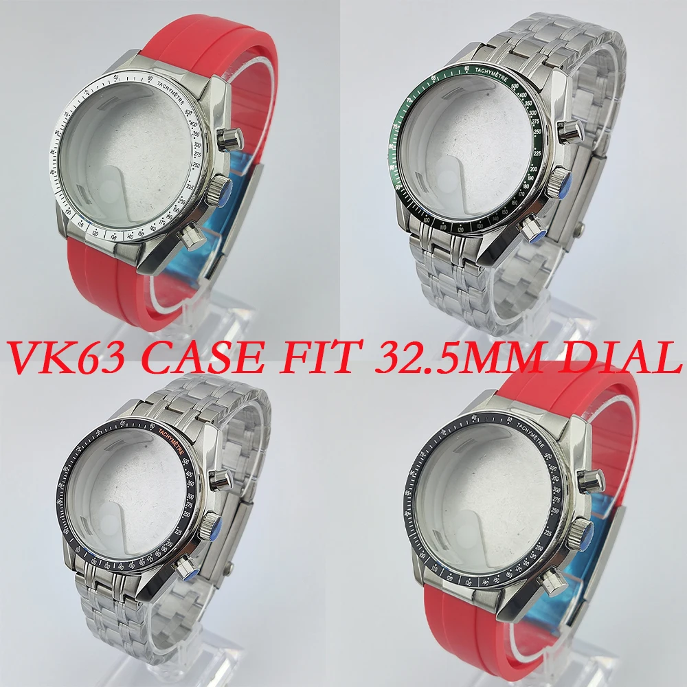 

39.7mm watch metal case FIT VK63 movement case watch accessories suitable for 20mm strap vK63 dial hands fit 32.5mm vk63 dial