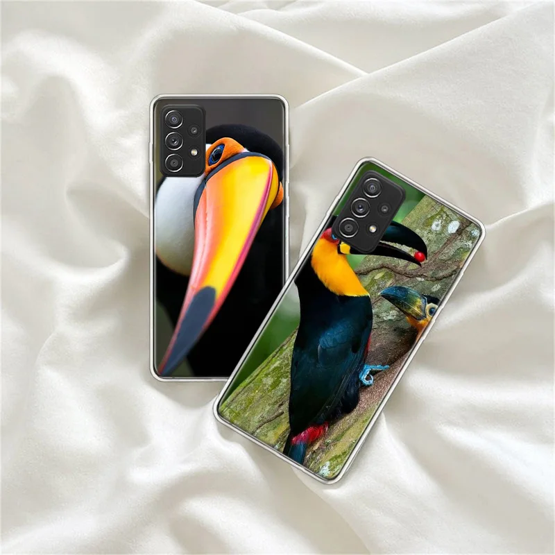 Tropical Toucan Phone Case For Galaxy A02S A03S A12 A22 A32 A42 A52 A52S A72 Samsung A73 A53 A33 A23 A13 A9 A8 A7 A6 Plus Cover