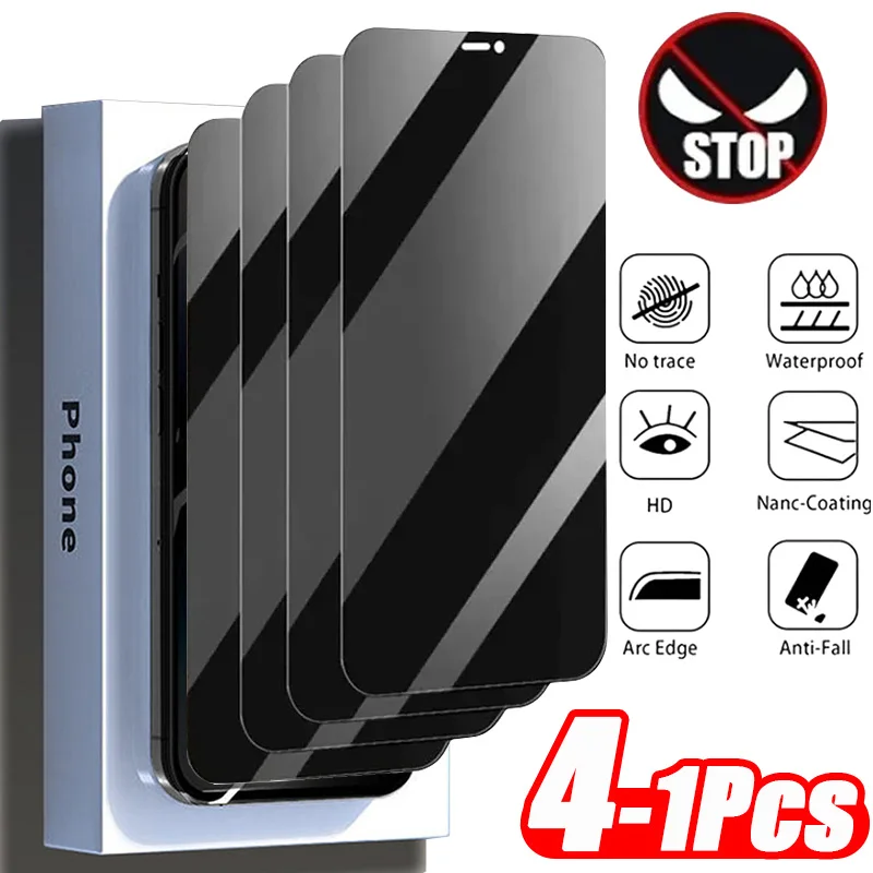 

1/4pcs Anti-spy Glass For iPhone 17 16 13 11 12 15 14 Pro Max Privacy Screen Protector Tempered Glass For iPhone 16e XR XS Max