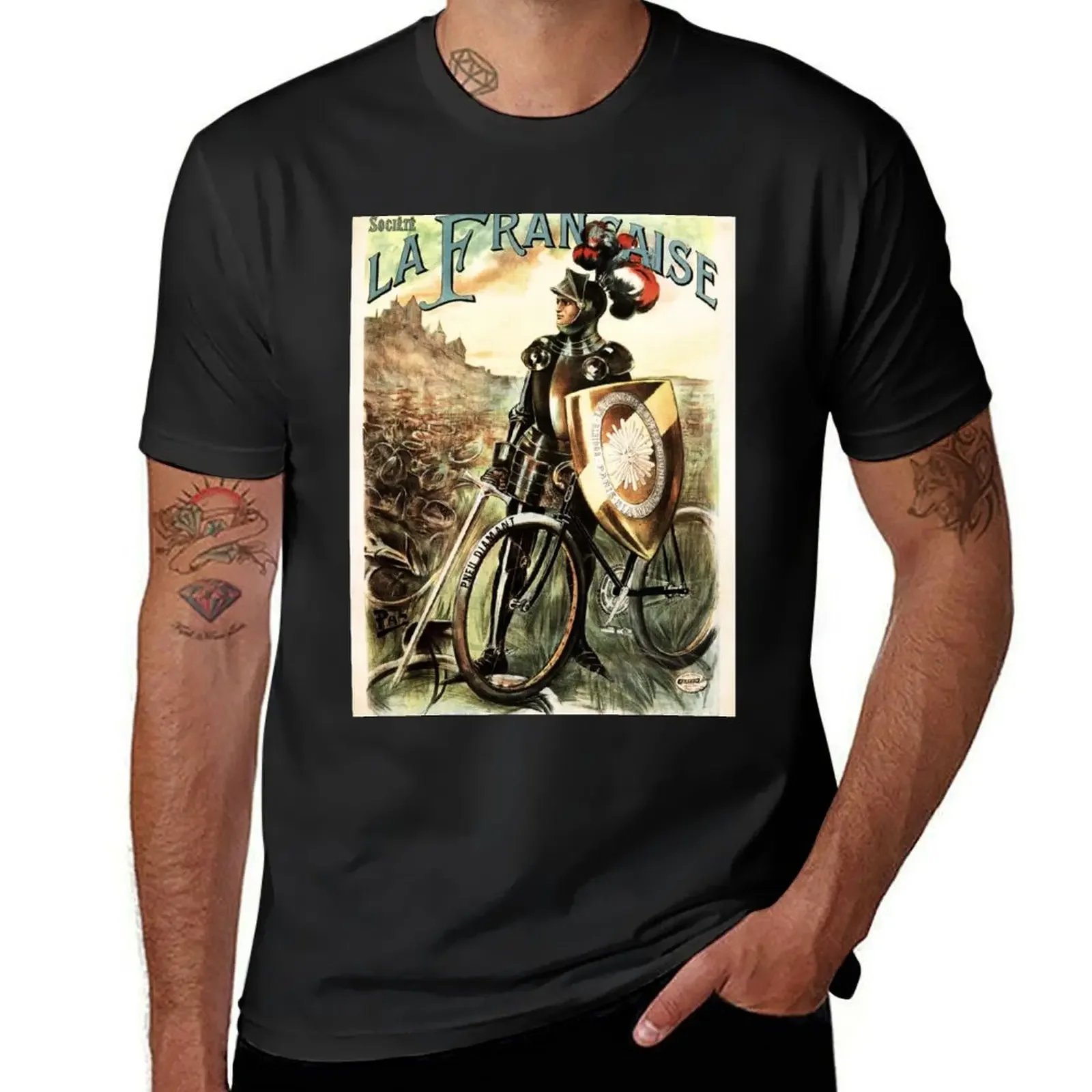 La Francaise French Cycles Knight on Bicycle Vintage Advertisement T-Shirt hippie clothes clothes for men