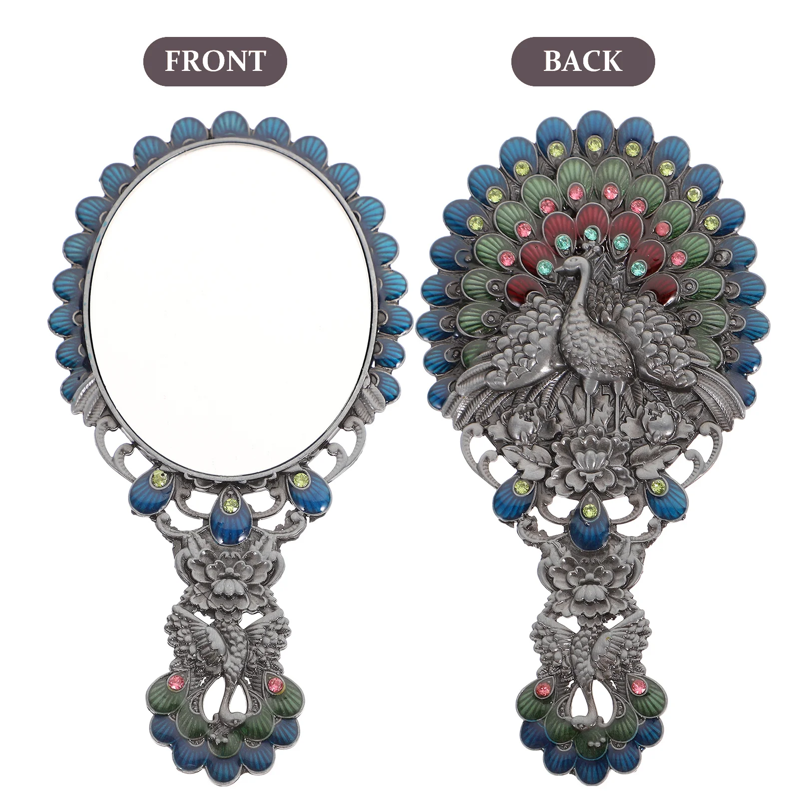 

2 Pcs Vintage Mirror Cute Compact Mini Hand for Women Purse Grey Retro Hand-held