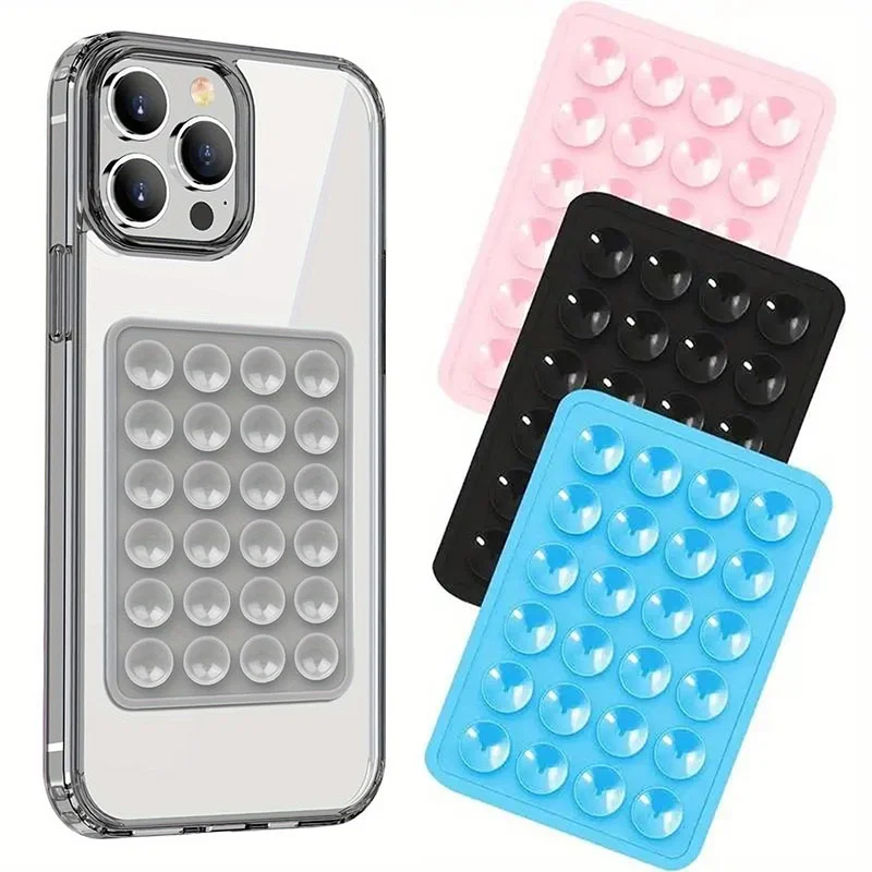 Silicone Suction Cup Phone Holder Mat Multi-functional Suction Stand Anti-Slip Single-Sided Case Back Sticker For iPhone Samsung