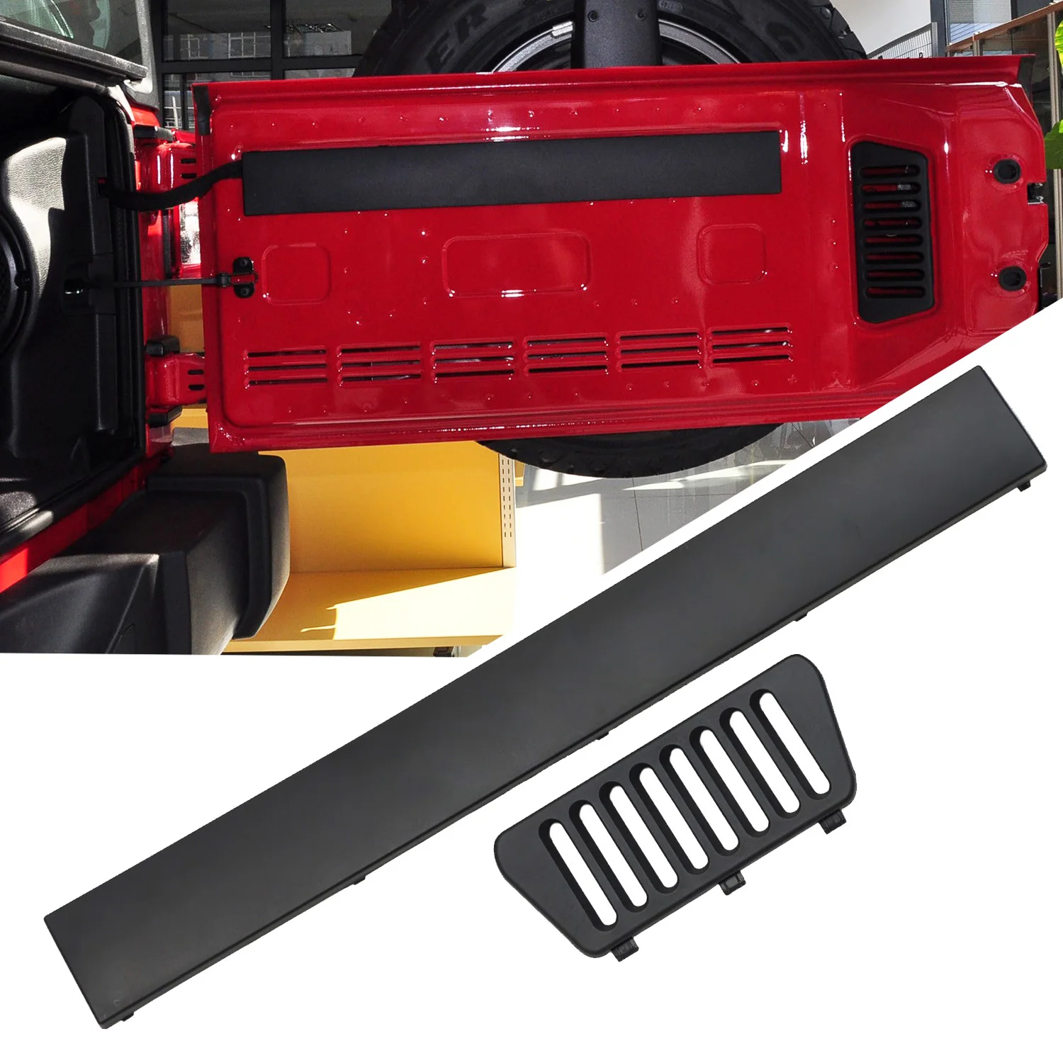 Car Tailgate Swing Door Inner Grille Air Outlet Rear Door Gate Protective Insert Panel Trim For Jeep Wrangler JK 2011-2017