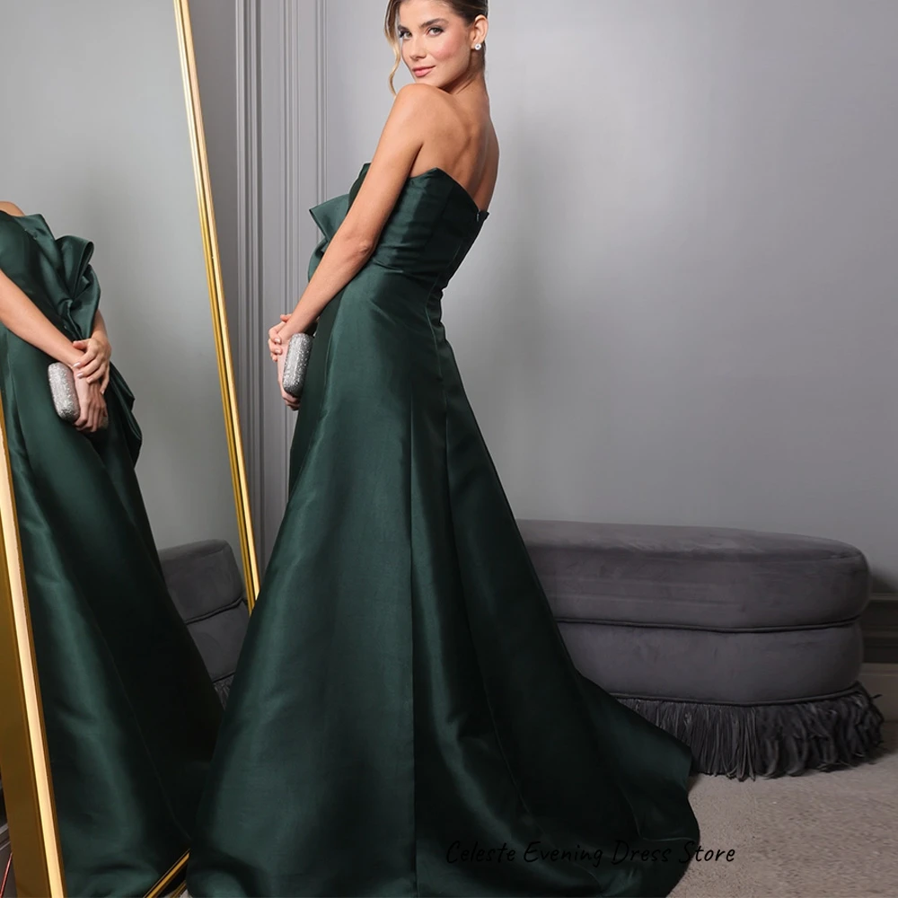 ชุดราตรีผ้าซาตินแบบไร้สาย ดีไซน์หรูหรา คลาสสิก แขนกุด พร้อมโบว์และชายกระโปรงยาว เหมาะสำหรับงานพิเศษ