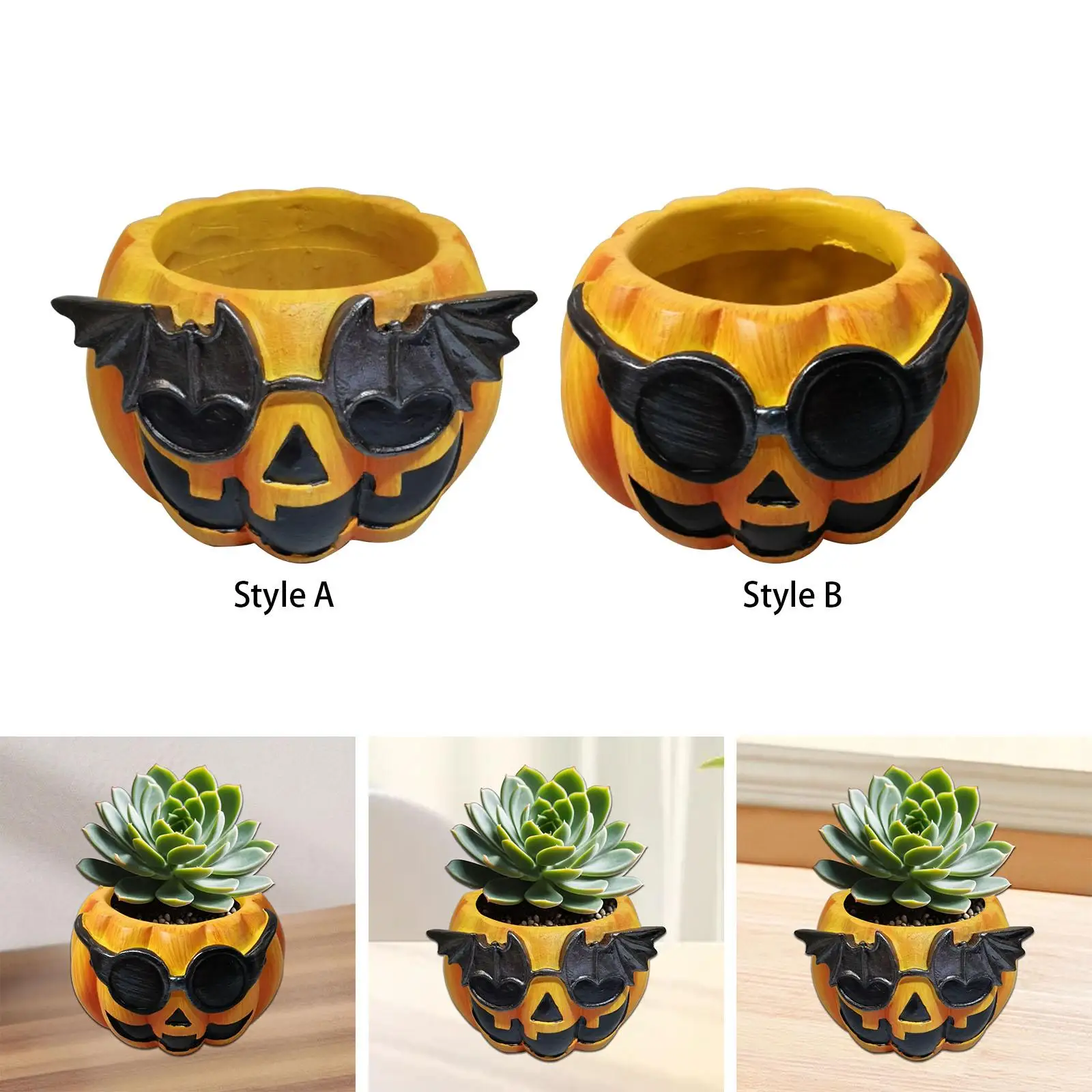 

Home Kitchen Pumpkin Flower Pot Pumpkin Sculpture Organizer Flower Vase Makeup Brush Container for Garden Table Centerpiece Desk