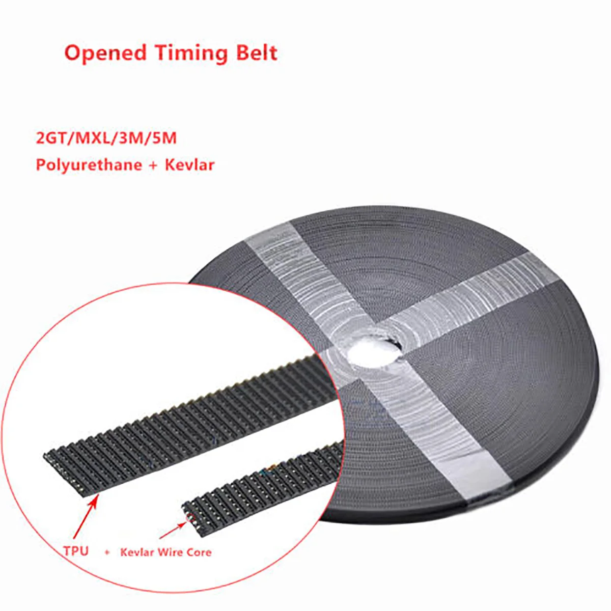 HTD5M-15 Opened Timing Belt TPU+Aramid Synchronous Wheel Transmission Belts, Width 15mm Length 10M/20M for CNC/3D Printer