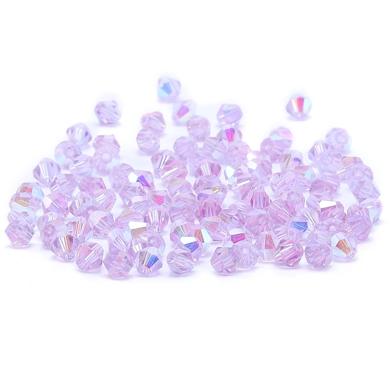 Brillante viola AB 4mm 100pc Austria cristallo bicono perline 5301 branelli di cristallo allentati collana braccialetto gioielli fatti a mano S-61